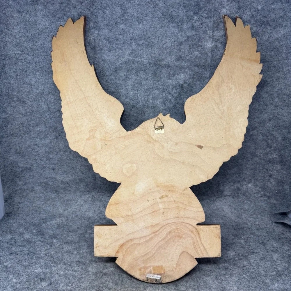Handmade Wooden Carved Sign Golden Eagle‎ Motorcycle Plaque Harley Mancave Biker
